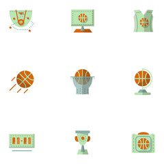 Flat simple icons for basketball