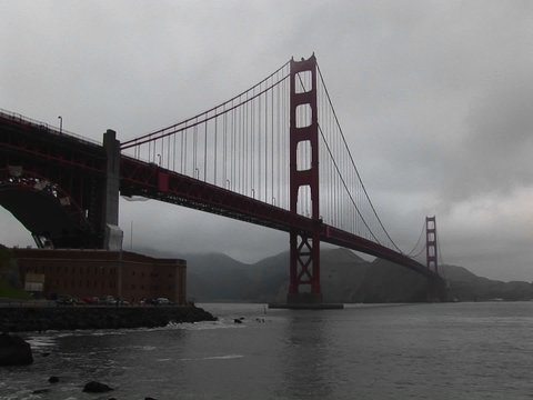 Even on a foggy day the structure of the Golden Gate Bridge is an awesome sight.