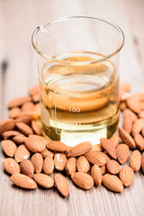 almond oil in a glass bottle