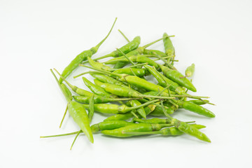 Green chilli thai style on white background