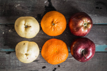 The fruits are placed together