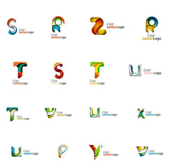 Set of colorful abstract letter corporate logos created with