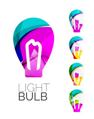 Set of abstract light bulb icons, business logotype idea