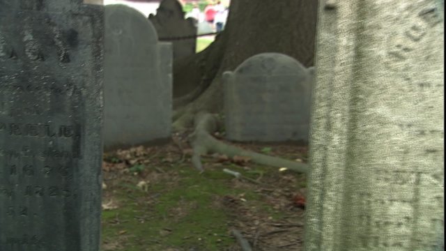 headstones in Salem witch trial cemetery