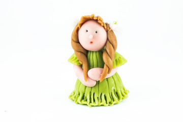 sculpture dolls on white background