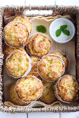 Zucchini, herbs and feta muffins