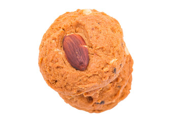 Almond cookie on white background