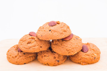 Almond cookie on white background