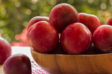Red plums closeup.