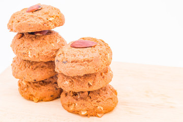 Almond cookie on white background