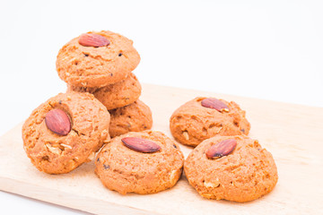 Almond cookie on white background