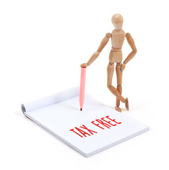 Wooden mannequin writing - Tax free