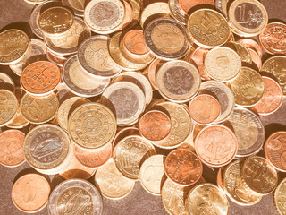 Retro looking Euro coins money