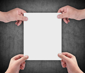 hands holding blank paper