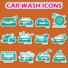 Obraz premium car wash icons in sticker style