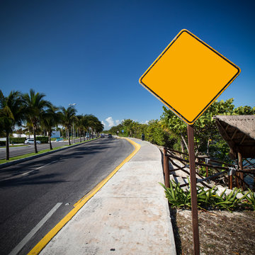 Empty Yellow Road Sign