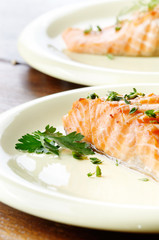Fried salmon fillet