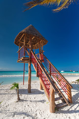 Lifeguard tower on caribbean beach