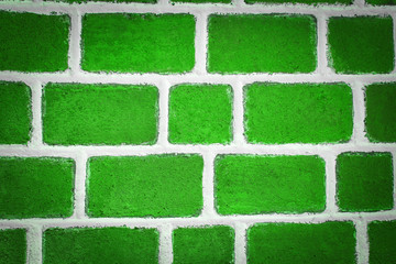 Green brick wall background