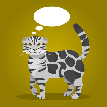 Cat with thought bubbles. Vector Illustration