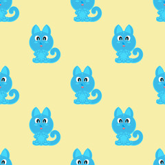Materiał do szycia Seamless vector background funny animals symbol CAT