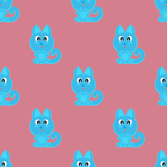 Materiał do szycia Seamless vector background funny animals symbol CAT