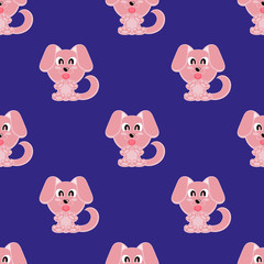 Seamless vector background funny animals symbol DOG