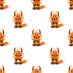 Materiał do szycia Seamless vector background funny animals symbol FOX