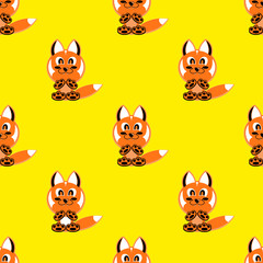 Materiał do szycia Seamless vector background funny animals symbol FOX