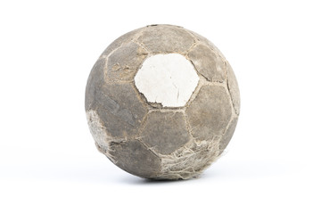 Very old ball for soccer Isolated