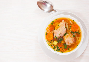 Cabbage soup with meat