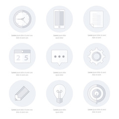 business Set of flat design icons, Line icons