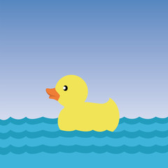 Yellow duck in water, Rubber duck, children's toy