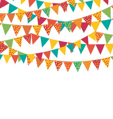 Obraz premium Multicolored Bright Buntings Garlands Flags with Ornament Isolat