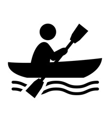 Summer Water Sport Pictogram Row on Boat Flat People Icon Isolat
