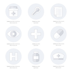 Flat icons set of medical tools, line style