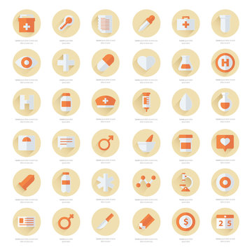 Set of flat Medical icons 2 color styles