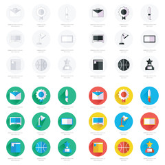 Set of flat school and education icons set