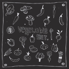 draw vegetable icons set