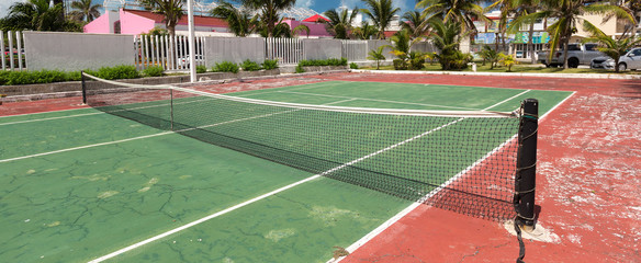 Outdoor tennis net at court