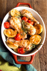 Oven baked chicken and vegetables