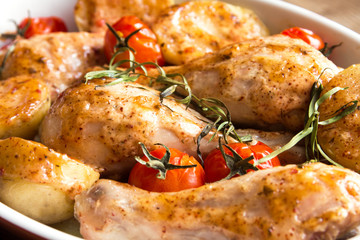 Oven baked chicken and vegetables