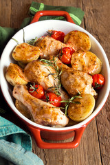 Oven baked chicken and vegetables