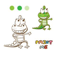 Coloring book with cartoon dragon.