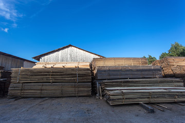 Saw mill with wood