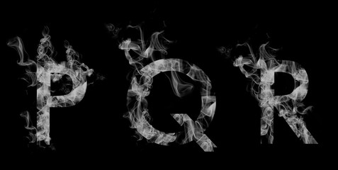 Font smoke. Letters  P, Q, R