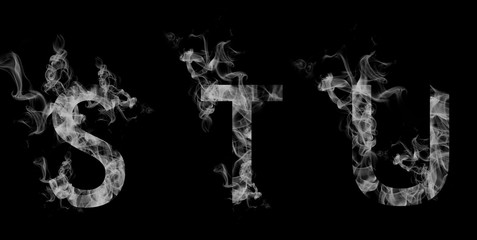 Font smoke. Letters S, T, U