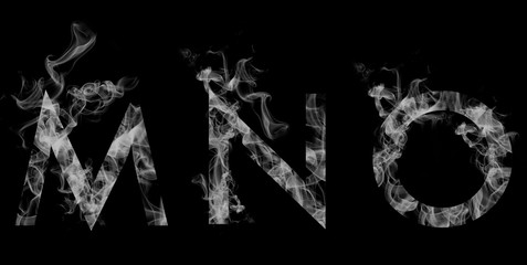 Font smoke. Letters M, N, O © wesleyyaya