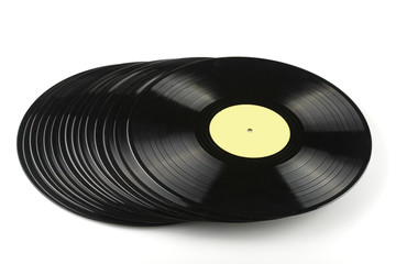 Vinyl discs on white background
