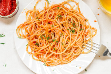 Italian dish of spaghetti Napoli